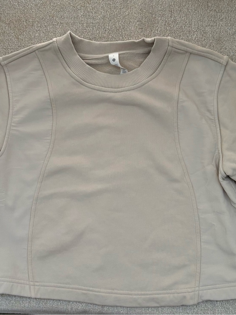 lululemon athletica short sleeve Cropped Crew Sweatshirt - Beige